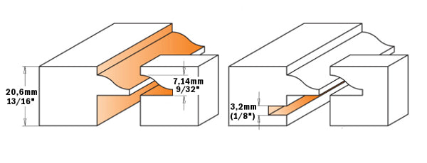CMT 855.803.11MF 2-Pcs Ogee Rail and Stile Bit Set, 1/2-Inch Shank