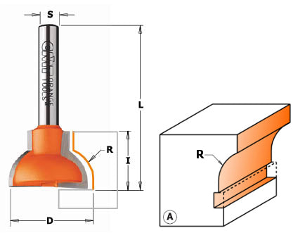 CMT 855.307.11M Ovolo Sash Bit (Male) 7/8-Inch Diameter 1/4-Inch Shank