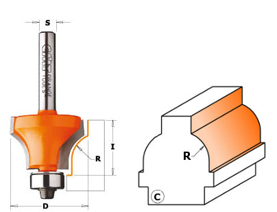 CMT 855.308.11F Ovolo Sash Bit (Female) 1-7/64-Inch Diameter 1/4-Inch Shank