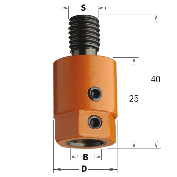 CMT 302.000.01 Boring Bit Adaptor 10mm Bit Diameter M10 Type of Shank Right-Hand Rotation