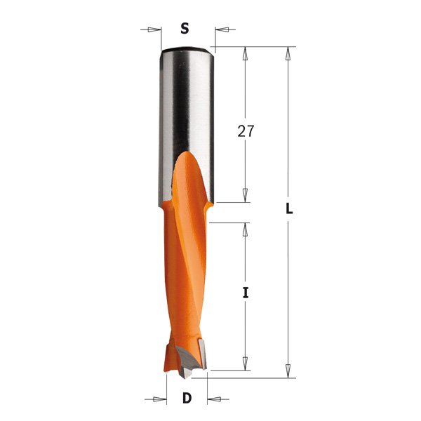 CMT 310.080.12 Dowel Drill 8mm (5/16-Inch) Diameter 10x27mm Shank Left-Hand Rotation