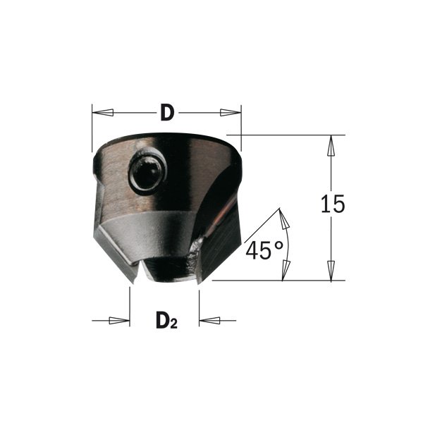 CMT 316.070.12 Countersink for 4 Flute Drills with 7mm Shank 16mm Diameter Left-Hand Rotation
