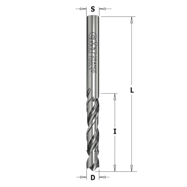 CMT 363.025.21 XTreme Solid Carbide Twist Drill 120 degree downcut round sharpening 2.5mm (7/64-Inch) Right-Hand Rotation
