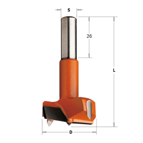 CMT 369.450.11 Hinge Boring Bit, 45mm (1-25/32-Inch) Diameter, 10X26 Shank, Right-Hand Rotation