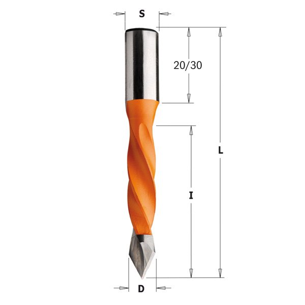 CMT 375.100.12 4 Flute Dowel Drill for Through Holes 10mm (25/64-Inch) Diameter 10x20mm Shank Left-Hand Rotation