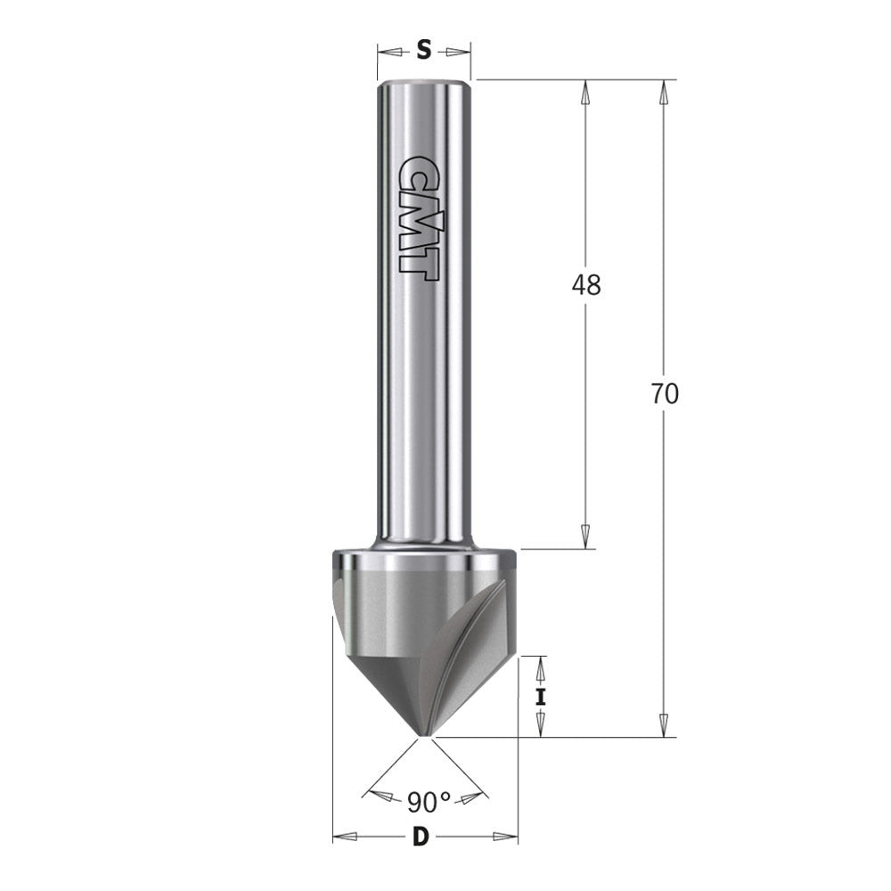 CMT 521.002.11 Solid Carbide Countersink 90 degree Diameter 3/4 inch RH