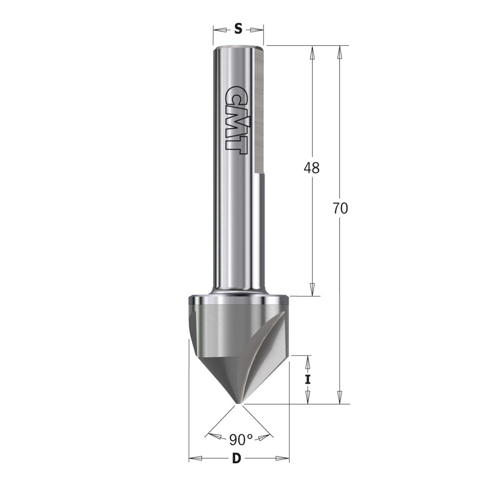 CMT 521.002.21 Solid Carbide Countersink 90 degree Diameter 3/4 inch RH