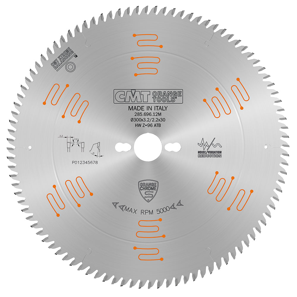 CMT 285.696.12M Orange Chrome Crosscut Saw Blade 300 x 30mm T96 ATB