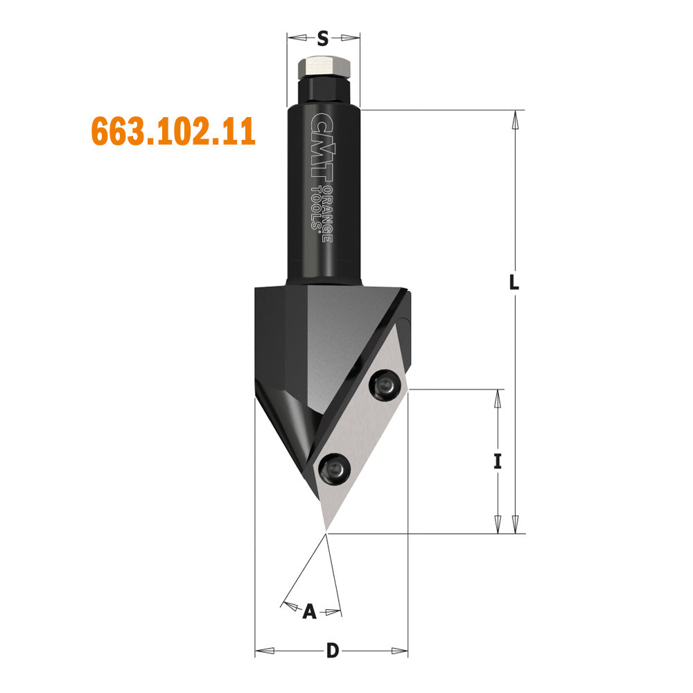 CMT 663.102.11 V-Groove & Folding CNC Bit 1-21/32" (60°) S=20mm