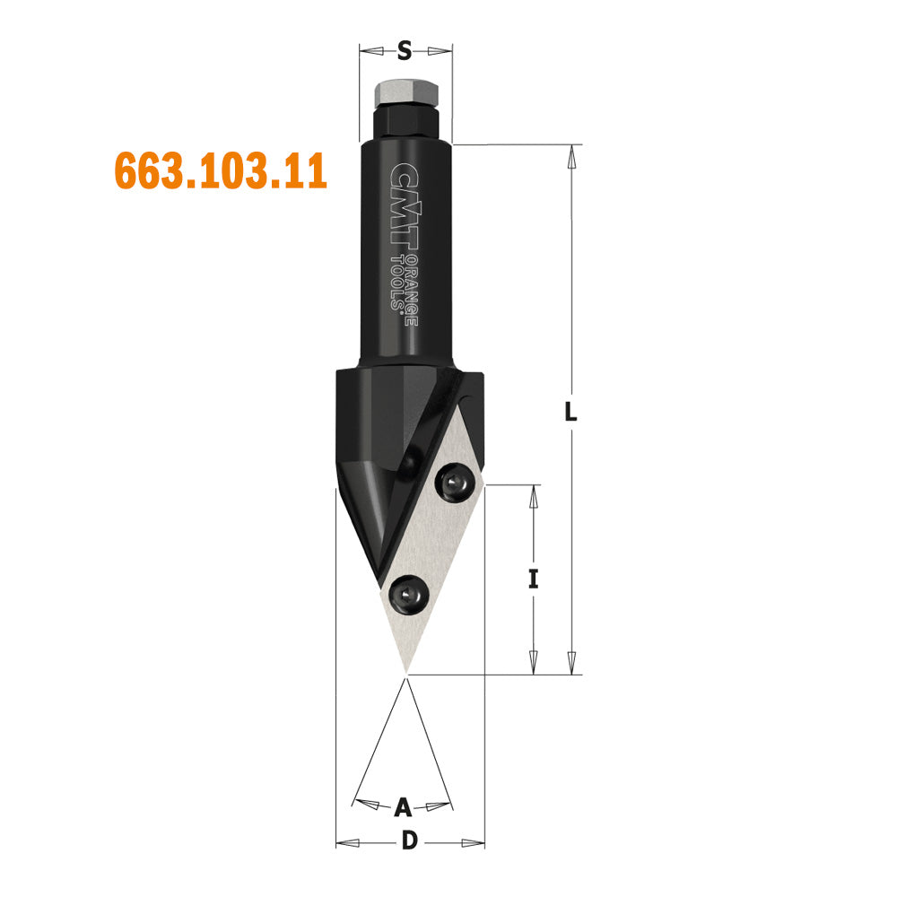 CMT 663.103.11 V-Groove & Folding CNC Bit 1-3/8" (45°) S=20mm