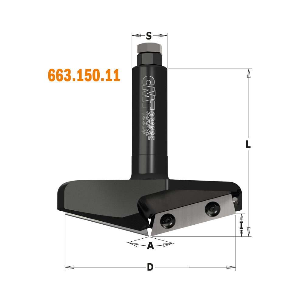 CMT 663.150.11 V-Groove & Folding CNC Bit 3-51/64" (150°) S=20mm