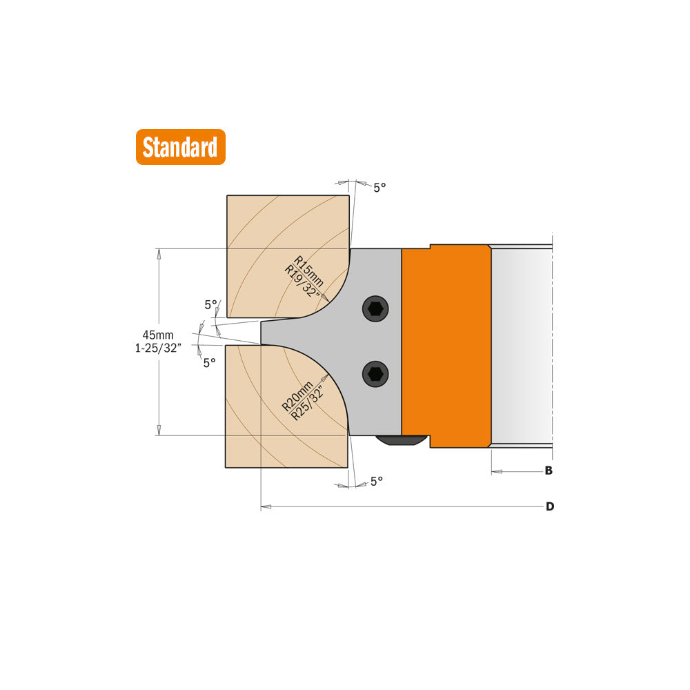 CMT 694.004.31 Multiradius Roundover Cutter Head 5-13/64-Inch Diameter 1-1/4-Inch Bore