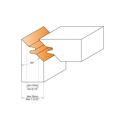 CMT 694.011.31 45 Degree Lock Miter Cutter Head, 5-1/2-Inch Diameter, 1-1/4-Inch Bore