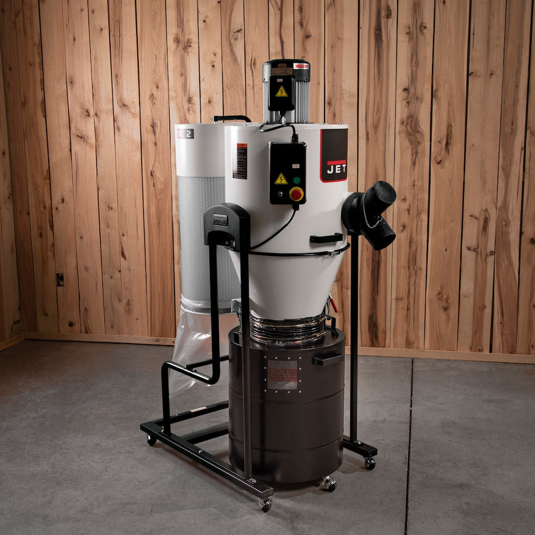 JET JCDC-2 Cyclone Dust Collector, 2-Micron Filter, 938 CFM, 2 HP, 1Ph 230V