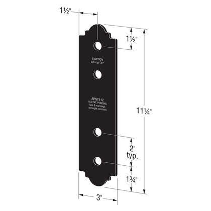 Simpson Strong-Tie APST412 Ornamental 4x12 Flat Strap - Black Powder Coated
