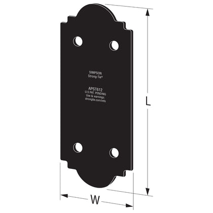 Simpson Strong-Tie APST612 Ornamental 6x12 Flat Strap - Black Powder Coated