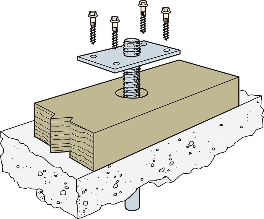 Simpson Bearing Plate 5/8" Hole, 4x2 w/Screws, Hot-Dip Galvanized 50Pk