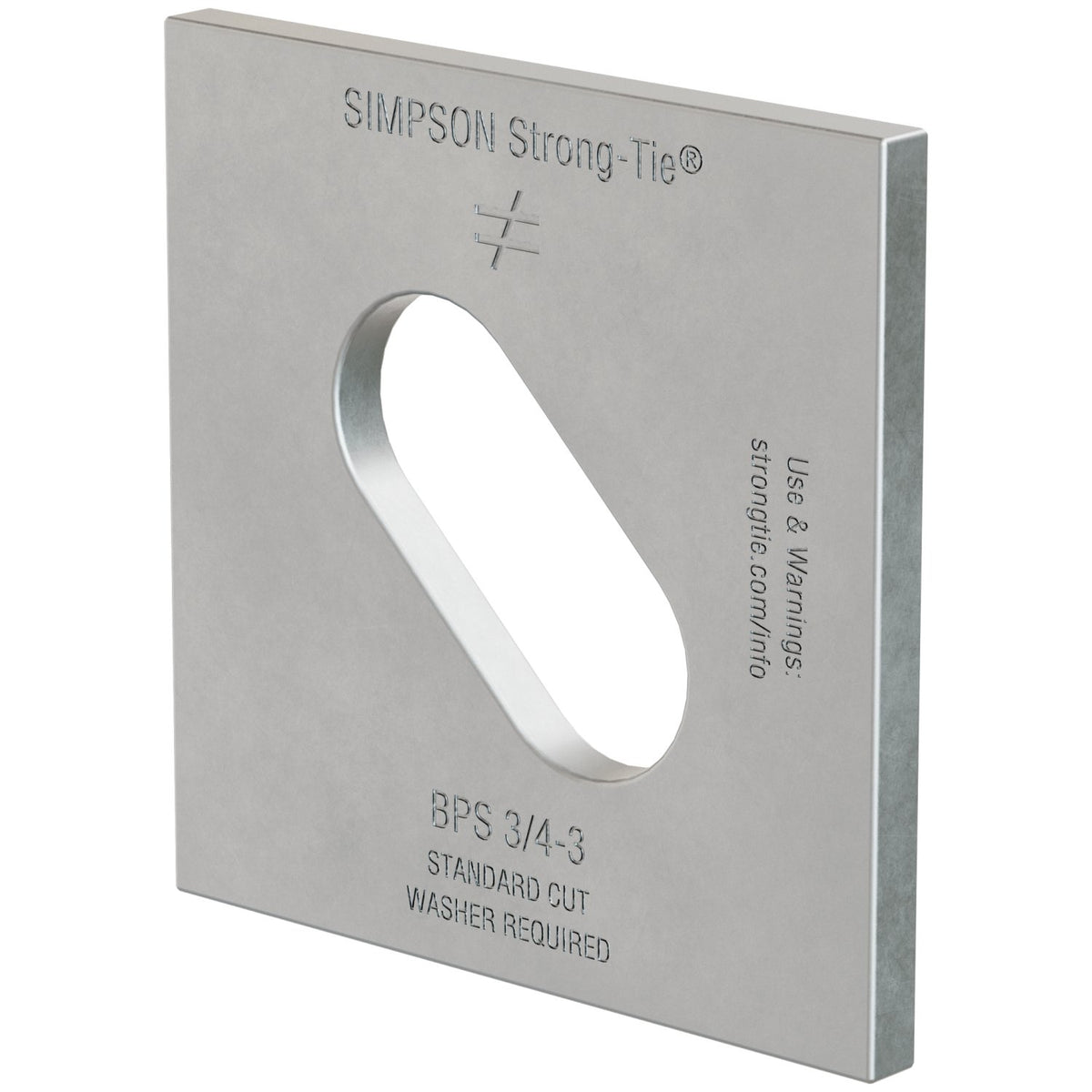 BPS 3/4-3 Flat Bearing Plate Slotted 3/4" Hole, 3" x 3" x 3 ga. Uncoated