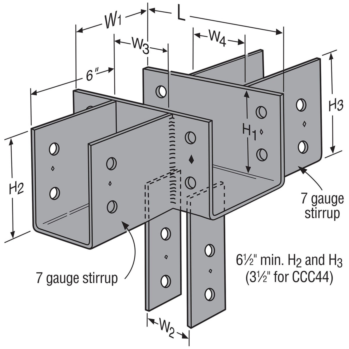 Simpson CCC Cross Column Cap Multiple-Beam Bolted Column Cap