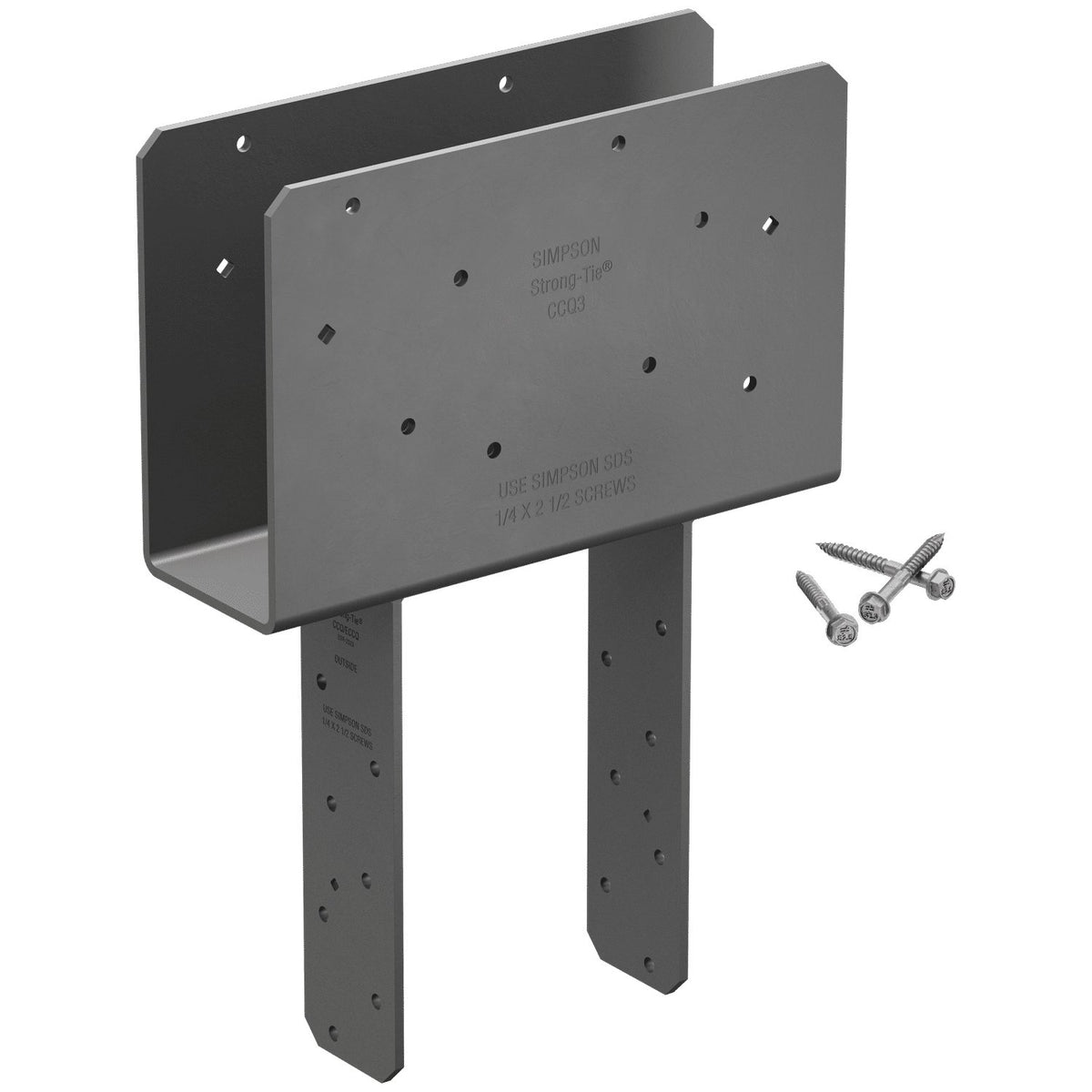 Simpson 3-1/8" Beam x 6" Post Column Cap w/SDS Screws, Gray Paint, CCQ3-6SDS2.5