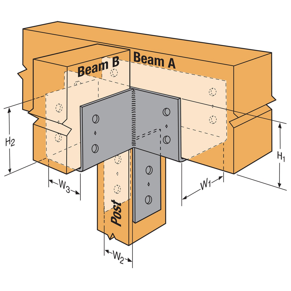 Simpson CCT666 CCT Column to Beam, Column Cap "T" Configuration 6x Beam, 6x Post