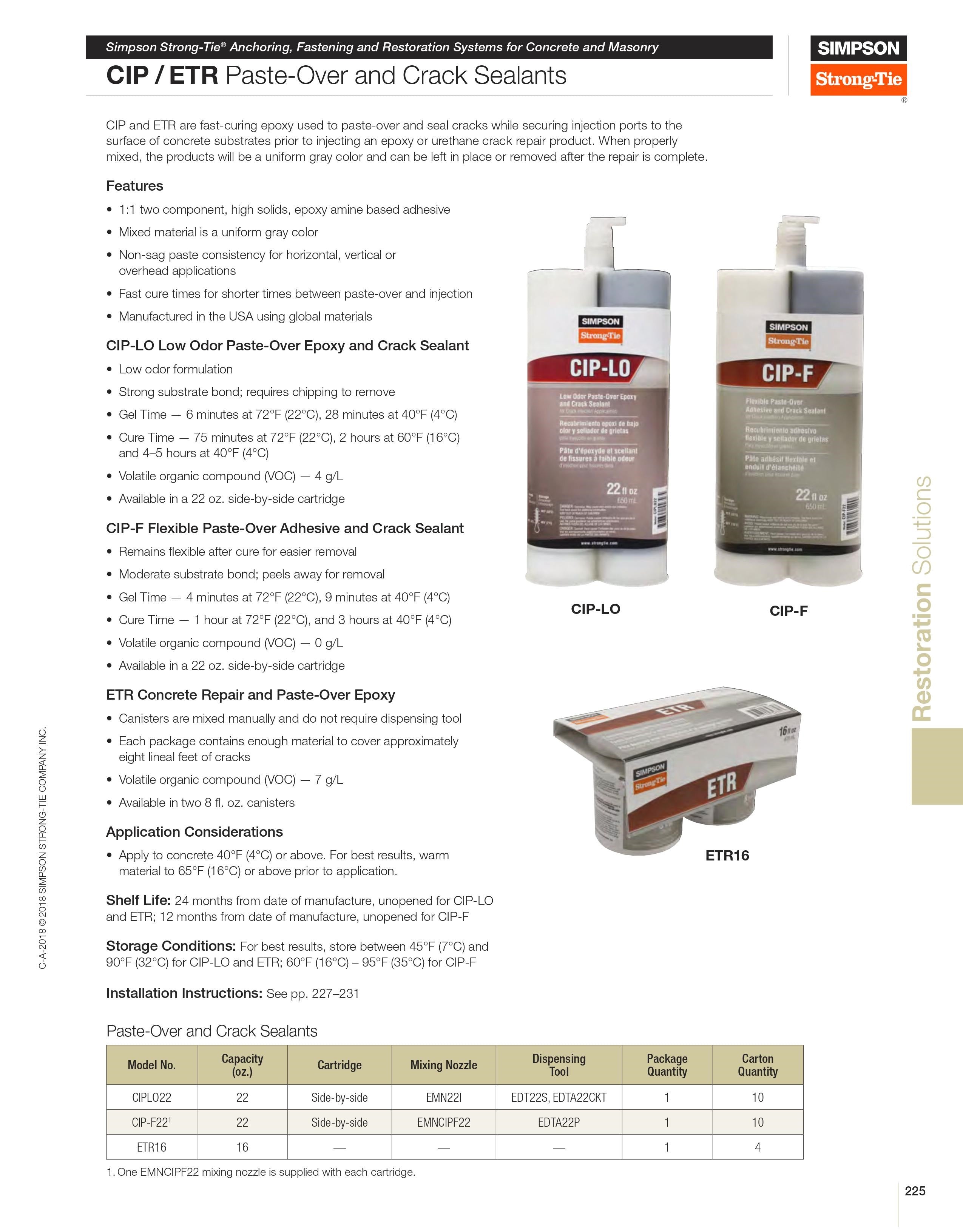 Simpson Concrete Repair Paste-Over Epoxy ETR16