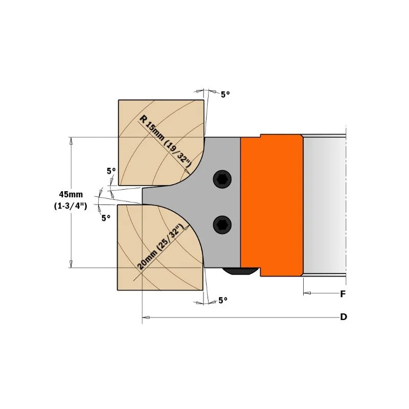 CMT 695.004.15 Pair of knives for CMT Multiradius Cutter Head 19/32-Inch & 25/32-Inch Radius;