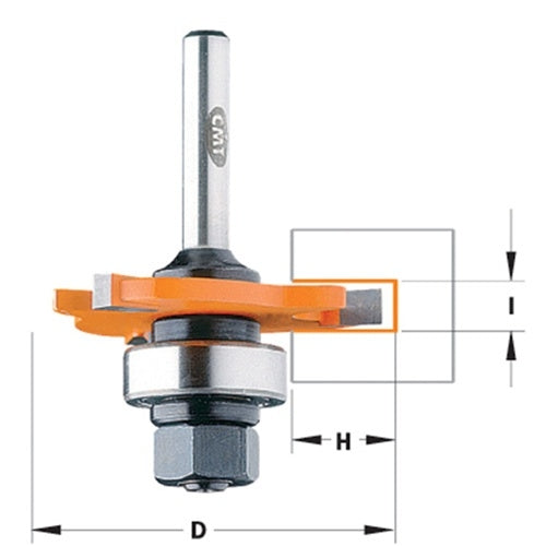 CMT 822.316.11B 3-Wing Slot Cutter with Bearing and Arbor 1/16-Inch Cutting Length and 1/2-Inch Shank