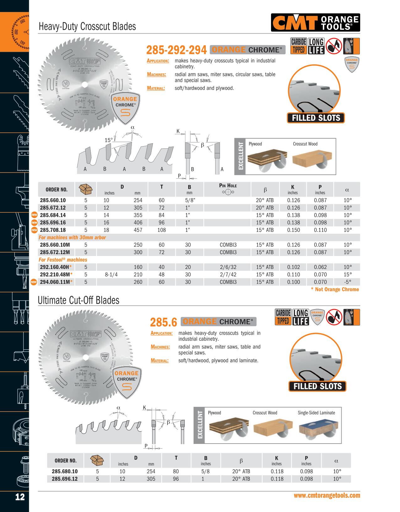 CMT 285.708.18 Orange Chrome Heavy-Duty Crosscutting Blade 18 inch X T108 ATB
