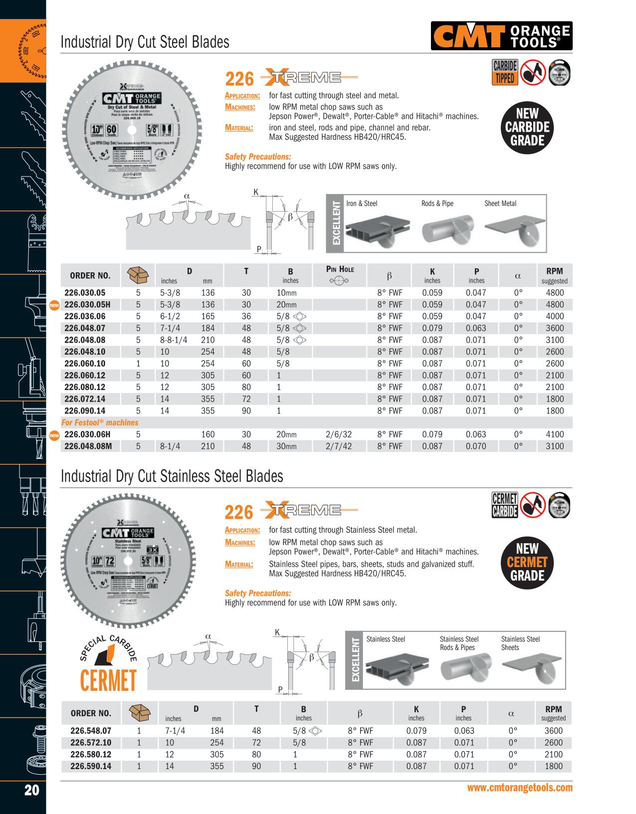CMT 226.048.07 Dry Cut Blade 7-1/4 x 48 x 5/8 inch