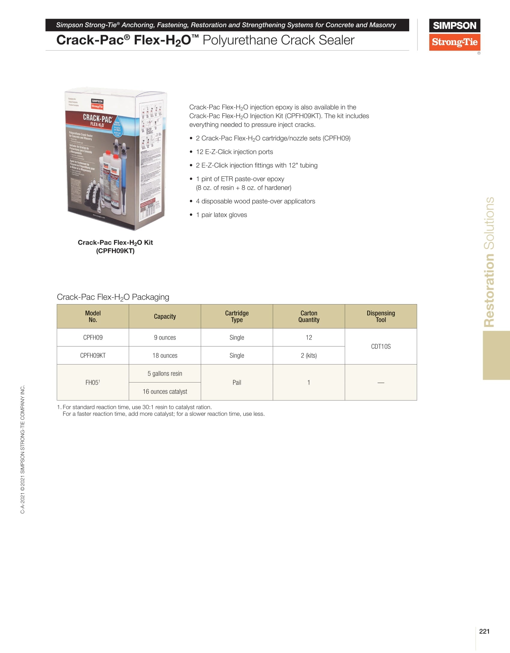 Simpson CPFH09KT Crack-Pac FLEX-H2O Polyurethane Crack Sealer Kit (2 Crack-Pac FLEX-H2O & more)
