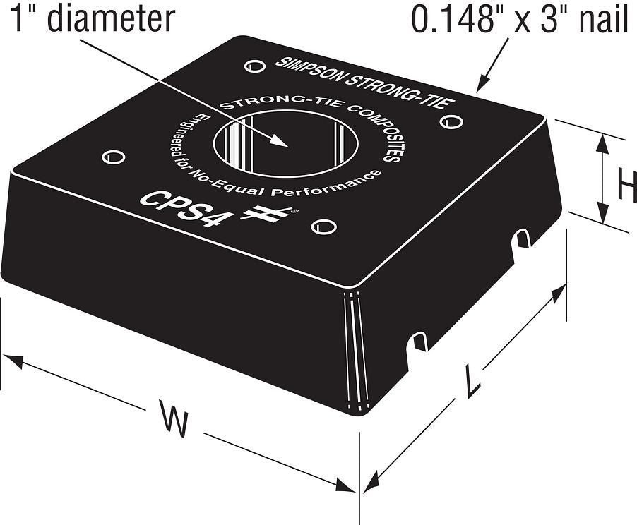 Simpson 4 x 4 Black Composite-Plastic Standoff Post Base CPS4-R