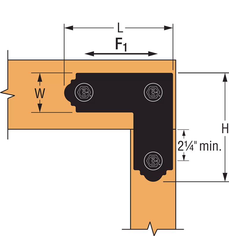 Simpson Strong-Tie APL4 Outdoor Accents 4X4 Blk Zmax L Strap, 4" x 4"