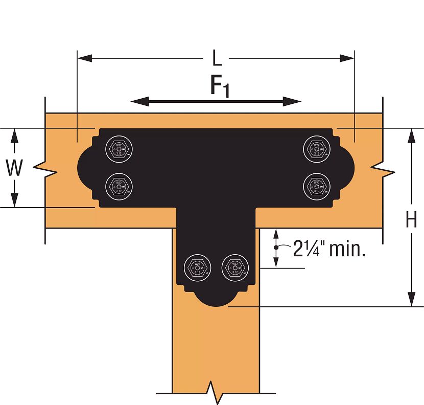 Simpson Strong-Tie APT6 Zmax Galv Ornamental T Strap - Black Powder Coated 6" x 6"