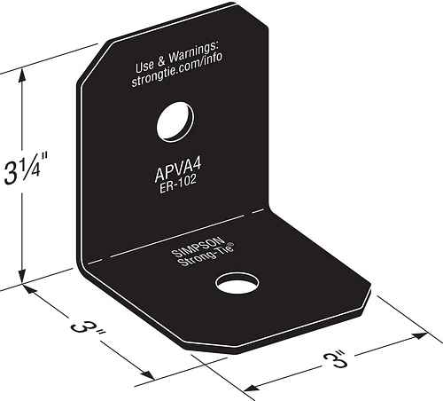 Simpson Strong-Tie APVA4 Avant Ornamental Angle - Black Powder Coated
