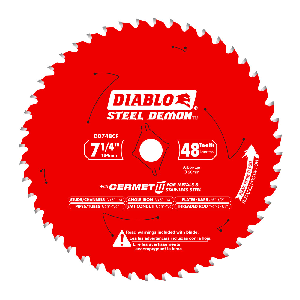 Diablo 7-1/4" x 48T Steel Demon Cermet II Saw Blade for Medium Metal D0748CFA