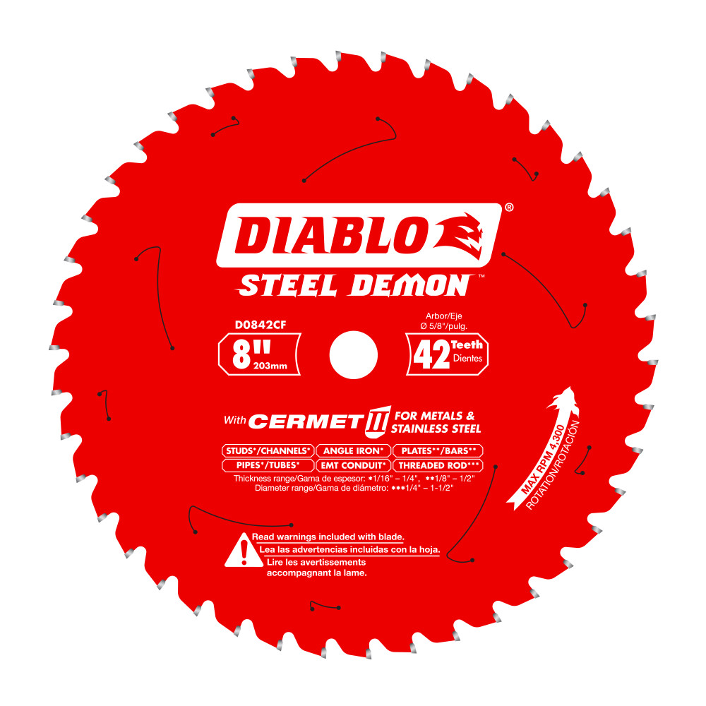 Diablo 8" x 42T Steel Demon Cermet II Saw Blade for Thick Metal D0842CF