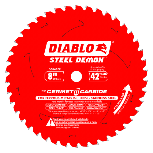 Diablo 8" x 42T Steel Demon Cermet II Saw Blade for Thick Metal D0842CF