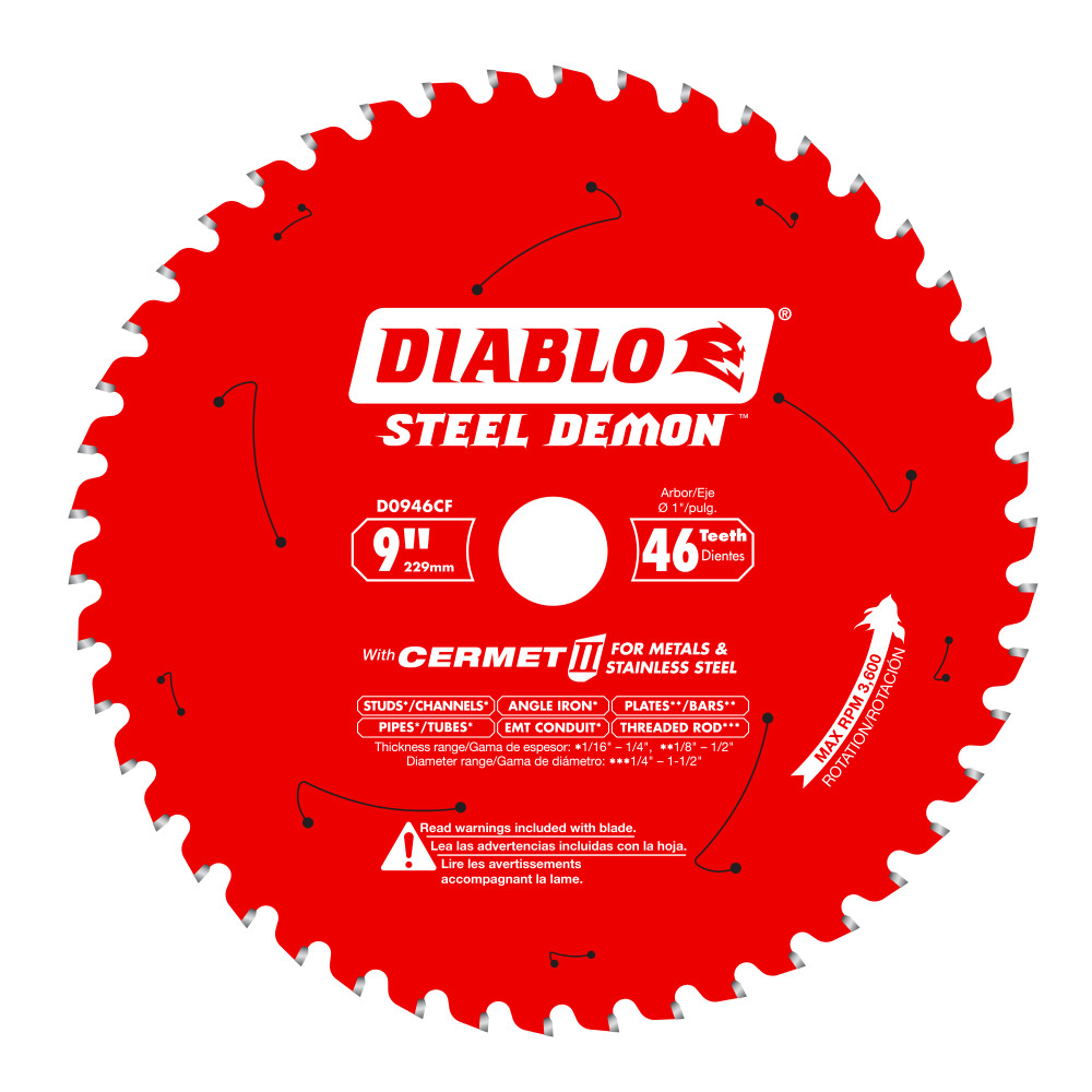 Diablo 9" x 46T Steel Demon Cermet II Saw Blade for Medium Metal D0946CF