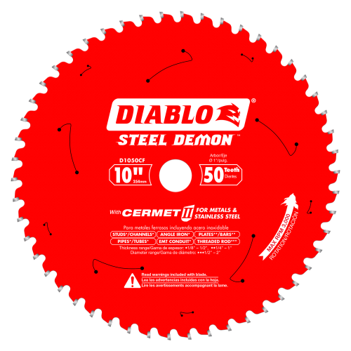 Diablo 10" x 50T Steel Demon Cermet II Saw Blade for Medium Metal D1050CF