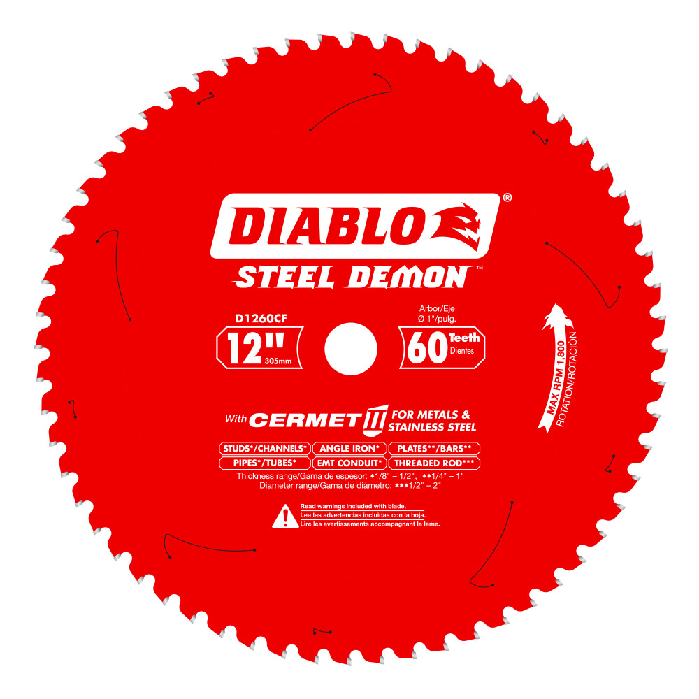 Diablo 12" x 60T Steel Demon Cermet II Saw Blade for Medium Metal D1260CF