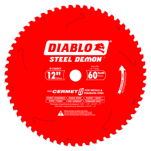 Diablo 12" x 60T Steel Demon Cermet II Saw Blade for Medium Metal D1260CF