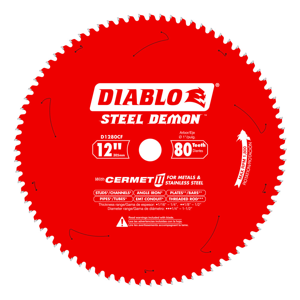 Diablo 12" x 80T Steel Demon Cermet II Saw Blade for Thin Metal D1280CF