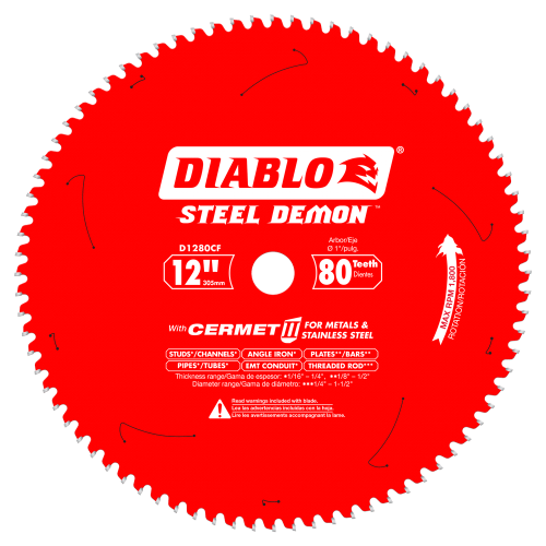 Diablo 12" x 80T Steel Demon Cermet II Saw Blade for Thin Metal D1280CF