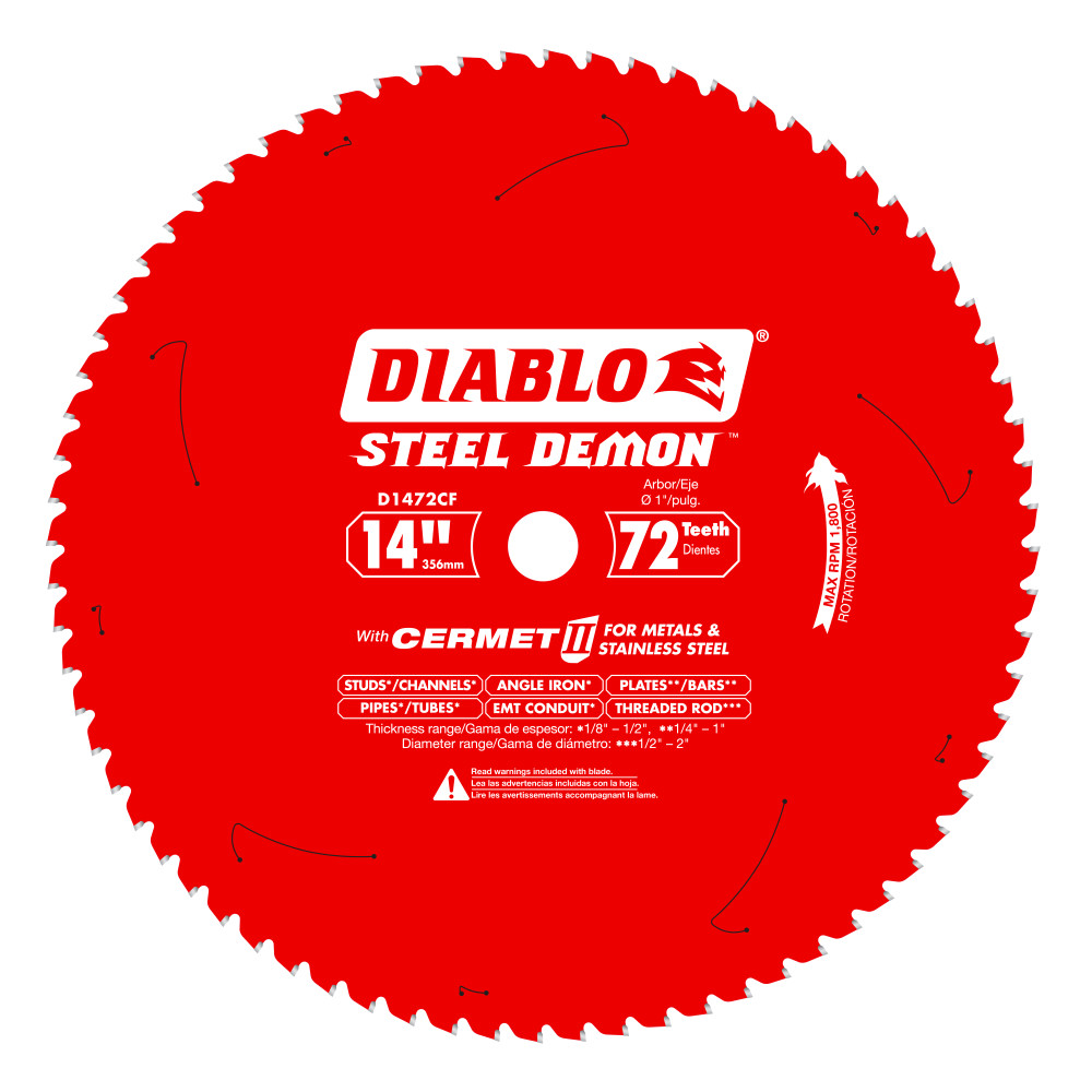 Diablo 14" x 72T Steel Demon Cermet II Saw Blade for Medium Metal D1472CF