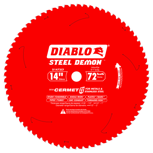 Diablo 14" x 72T Steel Demon Cermet II Saw Blade for Medium Metal D1472CF
