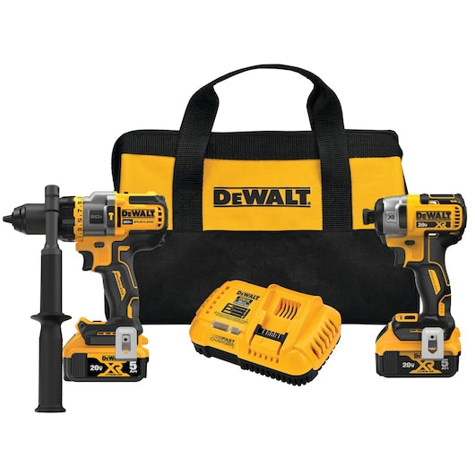 DeWALT 20V MAX Cordless Brushless 2 Tool Hammer Drill and Impact Driver Kit DCK2100P2
