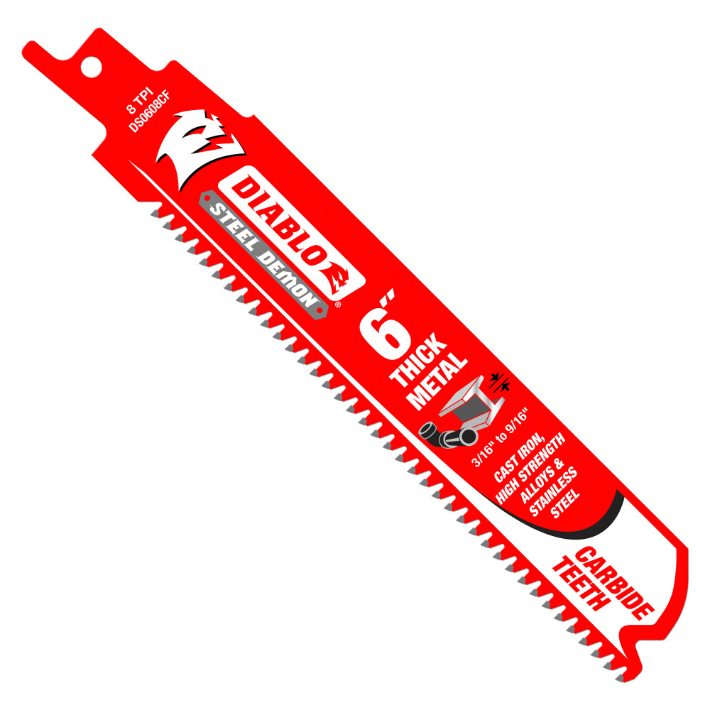 Diablo 6" 8TPI Steel Demon Carbide Teeth Recip Saw Blades for Thick Metal (10-Pk)