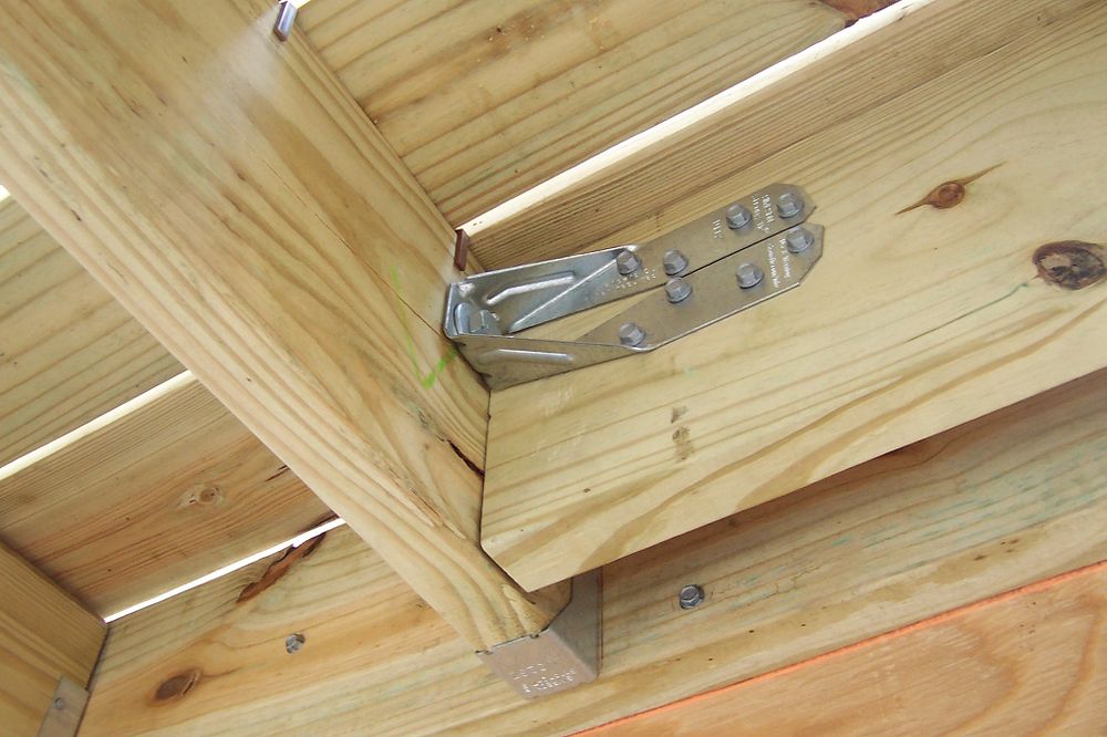 Installed DTT2Z Deck Tension Tie w/1.5" SDS Screws, Zma