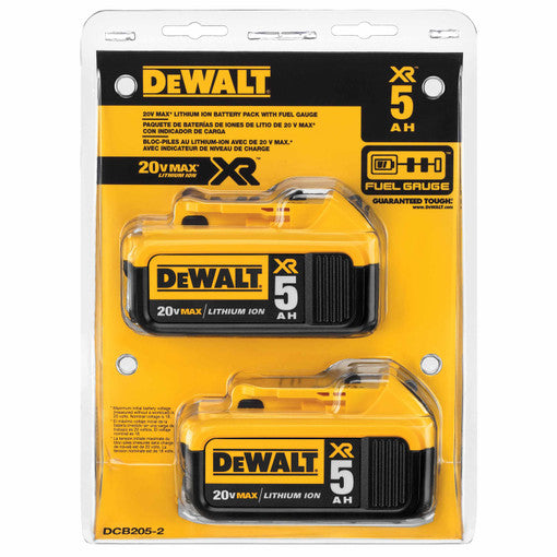 DeWALT 20V MAX XR Premium Lithium-Ion 5.0Ah Battery Pack (2-Pack) DCB205-2